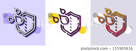 Waterproof line icon. Halftone dotted pattern. Gradient icon with grain shadow. Water resistant sign. Drop protection symbol. Line waterproof icon. Various designs. Vector 135903616
