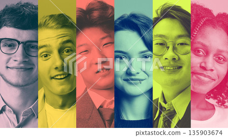 Diversity collage with people portraits symbolizing inclusiveness. Diversity collage with people portraits symbolizing inclusiveness. 135903674