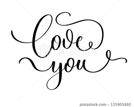 Decorative Cursive Love You Calligraphy Illustration Decorative Cursive Love You Calligraphy Illustration 135903880