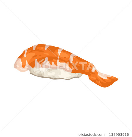 Illustration of shrimp nigiri sushi  135903916
