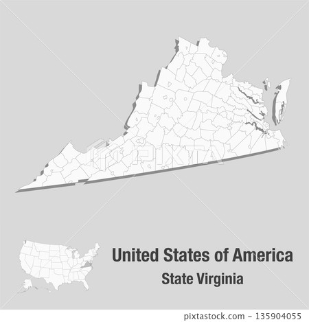 Detailed vector map of the USA - State Virginia Detailed vector map of the USA - State Virginia 135904055