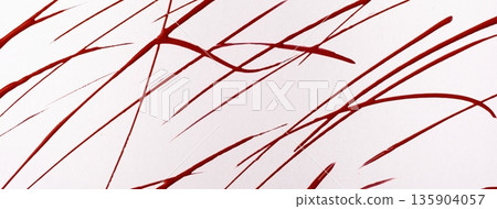 Abstract white art background with dark red acrylic chaotic lines pattern and thin hand drawn brush strokes Abstract white art background with dark red acrylic chaotic lines pattern and thin hand drawn brush strokes 135904057