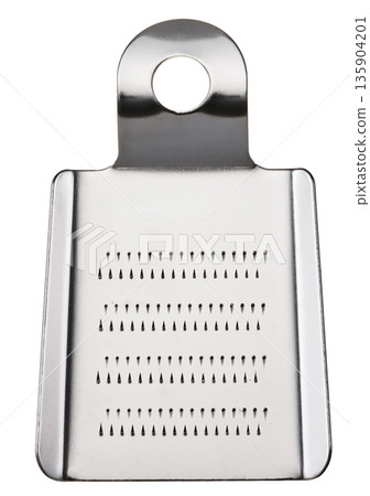 A stainless steel grater (condiment grater) isolated on a white background A stainless steel grater (condiment grater) isolated on a white background 135904201