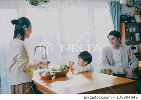 家庭廚房沙拉擺盤 家庭廚房沙拉擺盤 135904849