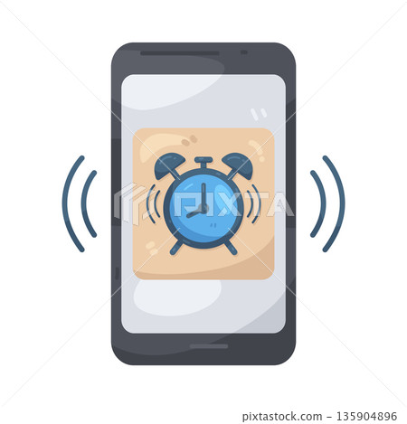 Illustration of phone alarm Illustration of phone alarm 135904896