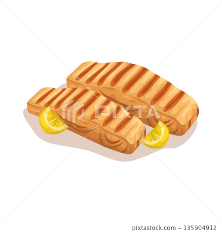Illustration of grilled salmon  135904912
