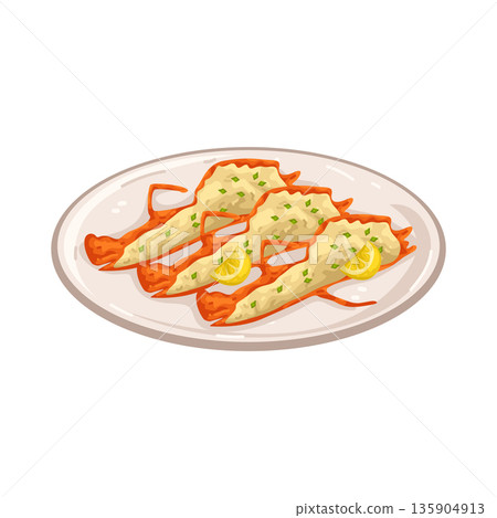 Illustration of stuffed lobster 135904913