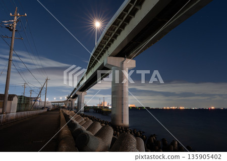 Yokkaichi Factory Night View Inaba Port Line 135905402