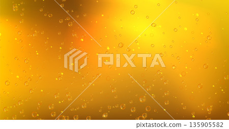 Golden beer with bubbles closeup realistic texture 135905582