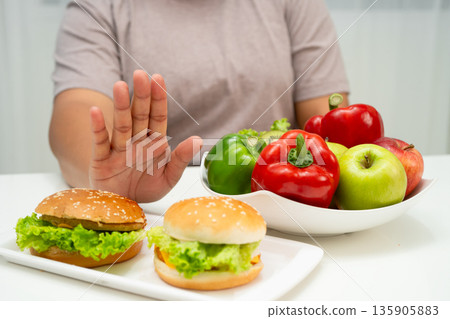 Junk food no good health eating for diet. 135905883