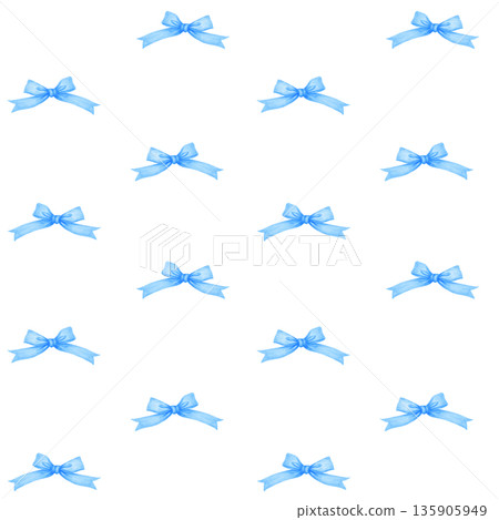 Coquette blue ribbon bow watercolor pattern seamless Coquette blue ribbon bow watercolor pattern seamless 135905949