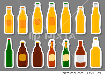 Illustration on theme big kit beer glass bottles with lid for brewery 135906293