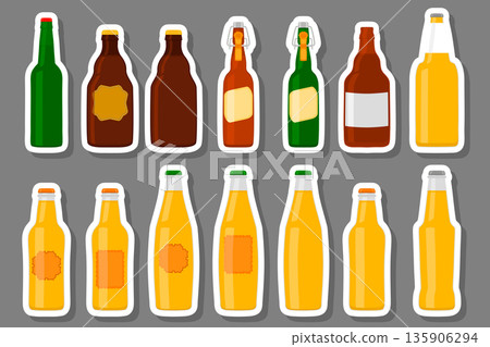 Illustration on theme big kit beer glass bottles with lid for brewery 135906294
