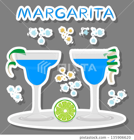 Vector icon illustration logo for alcohol cocktails margarita from citrus lime Vector icon illustration logo for alcohol cocktails margarita from citrus lime 135906620