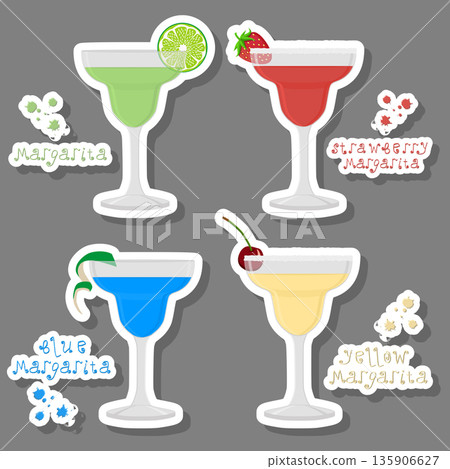 Vector icon illustration logo for set alcohol cocktails margarita Vector icon illustration logo for set alcohol cocktails margarita 135906627