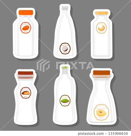 Illustration on theme big set different types chilled milk 135906630