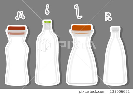 Illustration on theme big set different types chilled milk Illustration on theme big set different types chilled milk 135906631