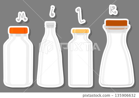 Illustration on theme big set different types chilled milk 135906632