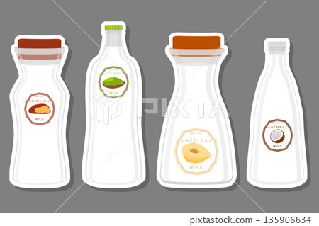 Illustration on theme big set different types chilled milk Illustration on theme big set different types chilled milk 135906634