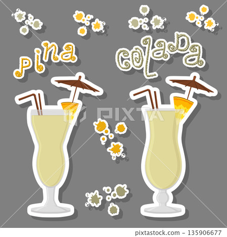 Various sweet tasty natural alcohol cocktail 135906677