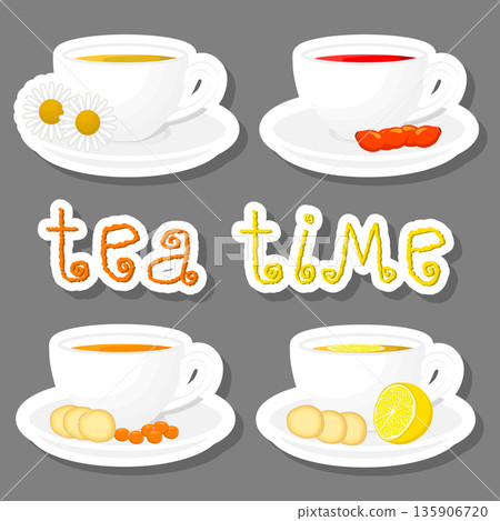 Vector illustration white ceramic cups Vector illustration white ceramic cups 135906720