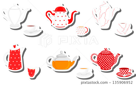 Big colored set different types porcelain teapots for tasty tea Big colored set different types porcelain teapots for tasty tea 135906952