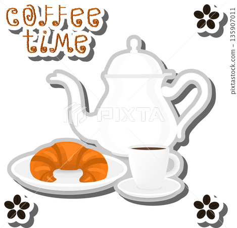 Theme of white ceramic cup of hot coffee Theme of white ceramic cup of hot coffee 135907011