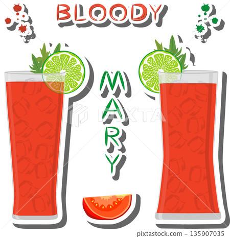 Bright illustration on theme for alcohol cocktail bloody 135907035