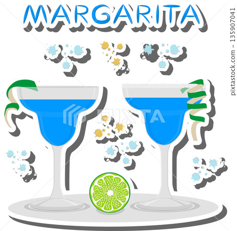 Alcohol cocktail margarita from citrus lime 135907041