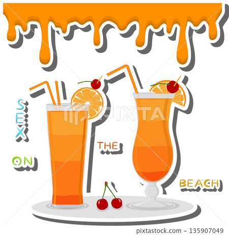Bright alcohol orange cocktail sex on the beach Bright alcohol orange cocktail sex on the beach 135907049