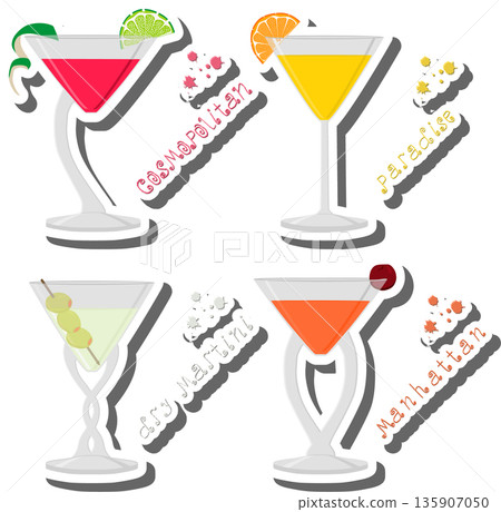 Set bright alcohol cocktails for celebration party 135907050