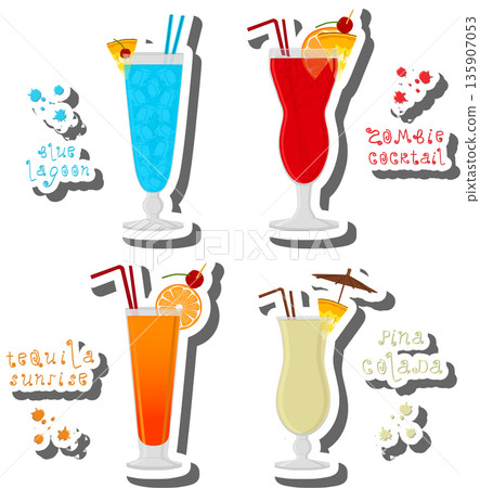 Set bright alcohol cocktails for celebration party 135907053