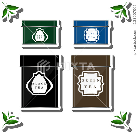 Big colored set different types iron cans for tasty tea 135907065