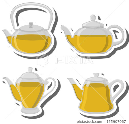 Big colored set different types porcelain teapots for tasty tea Big colored set different types porcelain teapots for tasty tea 135907067