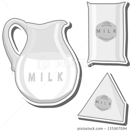 Beautiful carton packaging with white milk 135907094