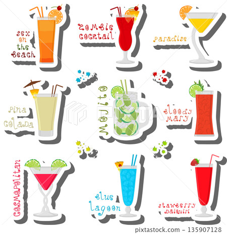 Set bright alcohol cocktails for celebration party Set bright alcohol cocktails for celebration party 135907128