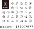 Monochrome UI icon set for system settings and management operations 135907677
