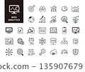 Monochrome business icon set representing data analysis, statistics and visualization 135907679