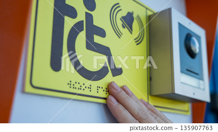 Help call button for people with disabilities.  135907763