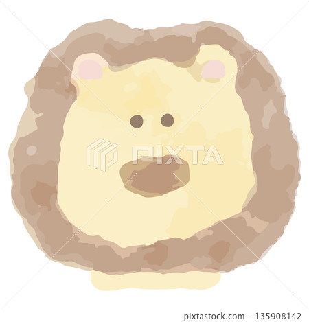 Fluffy watercolor animal icon | Lion 135908142