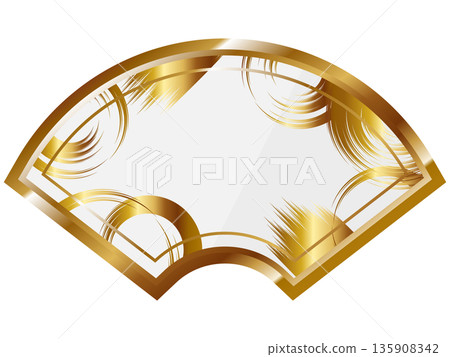 Luxurious fan-shaped frame in white and gold 135908342