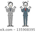Surprised middle-aged businessman, whole body, vector 135908395