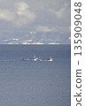 Photographing a fishing boat operating off the coast of Yakumo Town, Hokkaido in winter 135909048