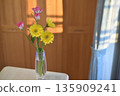 Flowers in a vase: Gerbera and roses 135909241