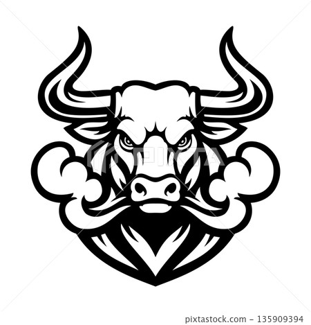 Line Bull Head Illustration Character Vector Logo Template Line Bull Head Illustration Character Vector Logo Template 135909394