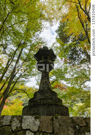 Autumn leaves and lanterns at Buttsuji Temple in Takasakacho, Mihara City, Hiroshima Prefecture, Japan Autumn leaves and lanterns at Buttsuji Temple in Takasakacho, Mihara City, Hiroshima Prefecture, Japan 135910406