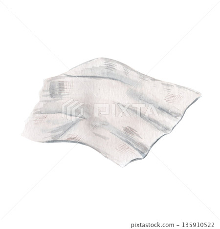 Folded linen cloth watercolor illustration isolated on white ideal for Christian design, church layouts, sermon slides, devotional materials and calm spiritual backgrounds. Simplicity, fasting season Folded linen cloth watercolor illustration isolated on white ideal for Christian design, church layouts, sermon slides, devotional materials and calm spiritual backgrounds. Simplicity, fasting season 135910522