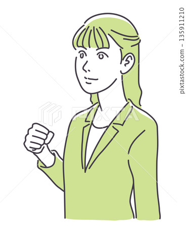 一個穿著西裝的女人握著拳頭 135911210