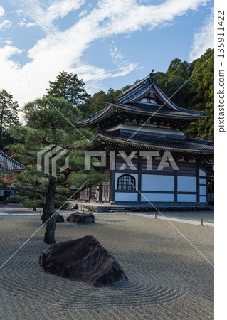 The Buddhist temple hall of Buttsuji Temple in Takasaki-cho, Mihara City, Hiroshima Prefecture, Japan The Buddhist temple hall of Buttsuji Temple in Takasaki-cho, Mihara City, Hiroshima Prefecture, Japan 135911422