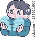 Illustration of a boy and his feelings: Broken heart 135911600
